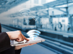 Businesswoman,Connecting,To,Wifi